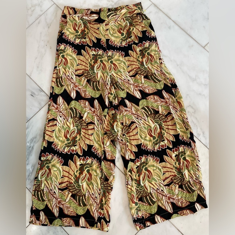 Rachel Zoe, medium, black and tan multicolor wide leg elastic waist pockets pant